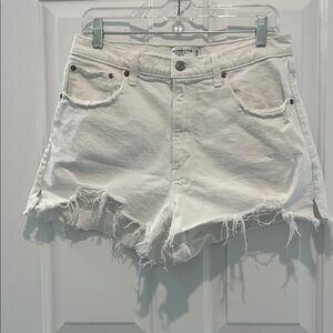 Abercrombie & Fitch White Distressed Cutoff Denim Shorts